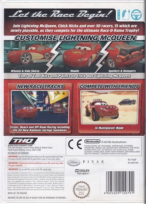 Disney Pixar Cars Race O Rama - Nintendo Wii (B Grade) (Used)